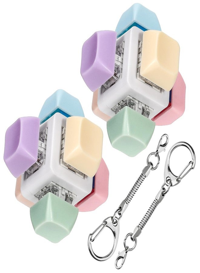DEARIDAP 2 Pcs Cube Keyboard Fidget Toy, Keyboard Keychain Decompression Toys, Push Bubble Button Sensory Gifts for Stress and Anxiety Relieve (Macaron Colors) - Image 1